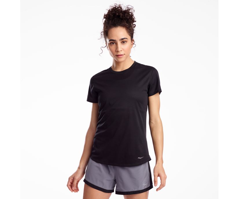 Women's Saucony Stopwatch Short Sleeve Shirts Black | Singapore 300FDNM